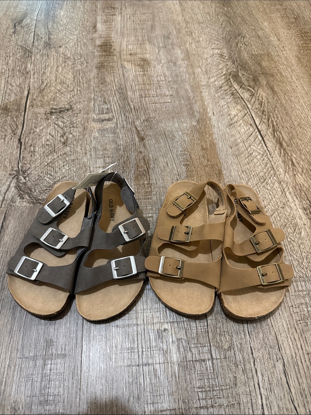 Old Navy Kids Triple-Buckle Sandals in Brown and Tan